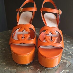 Gucci Women's Bold Orange Platform Heels